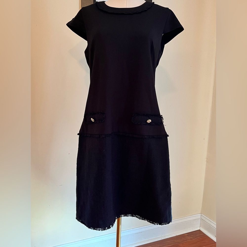 Karl Lagerfeld Paris Black Tweed Dress Preppy Career - Picture 2 of 7